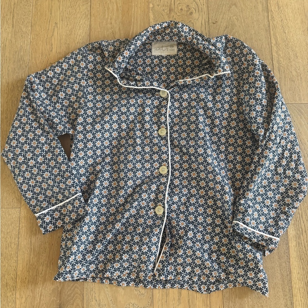 The Cats Pajamas Womens Daisy Button Up Sleep Shirt Blue Size XS